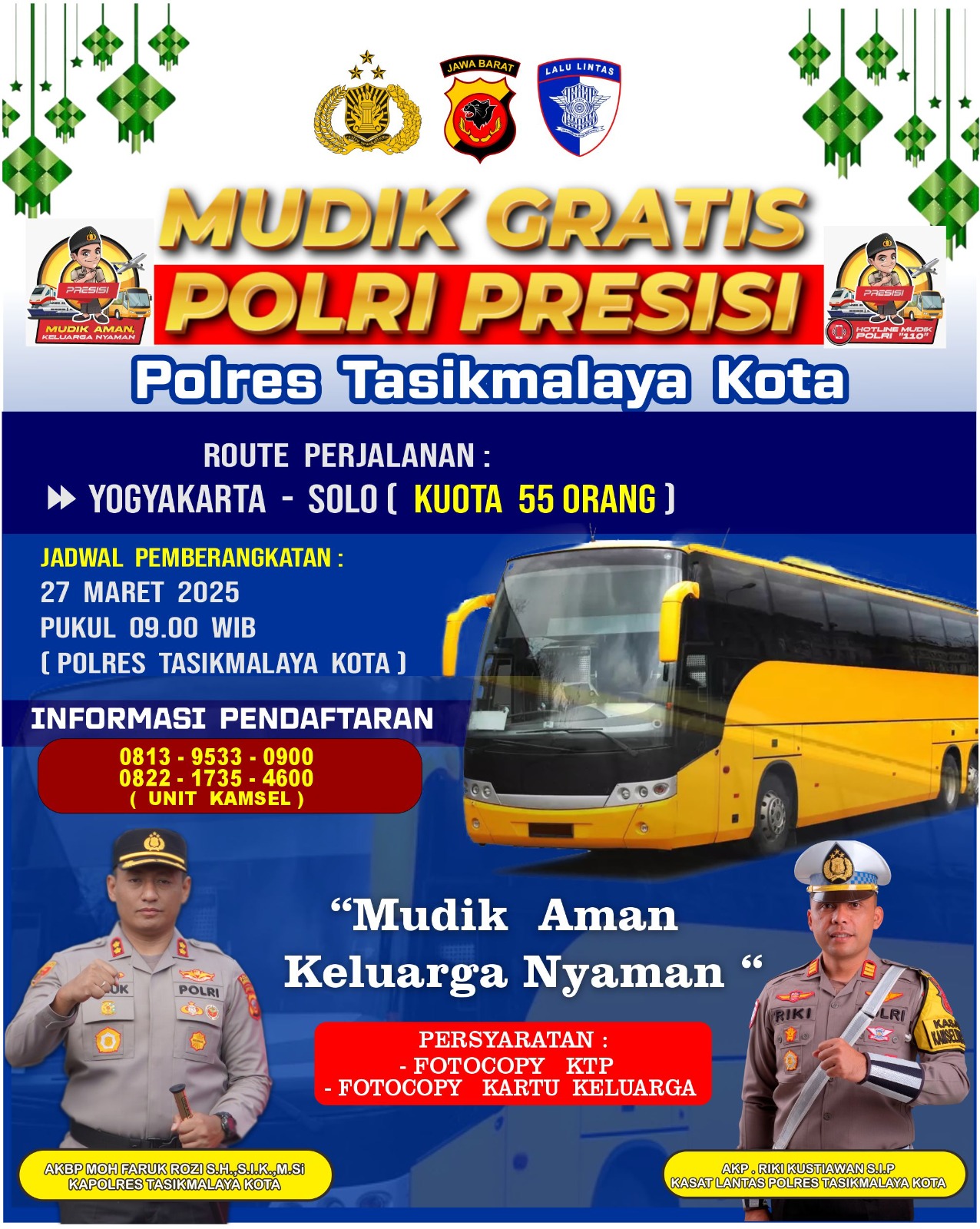 Polres Tasikmalaya Kota Siapkan Mudik Gratis Tujuan Jogja – Solo.